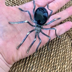 🕷 Onyx And Sterling Silver Spider Pin 🕷